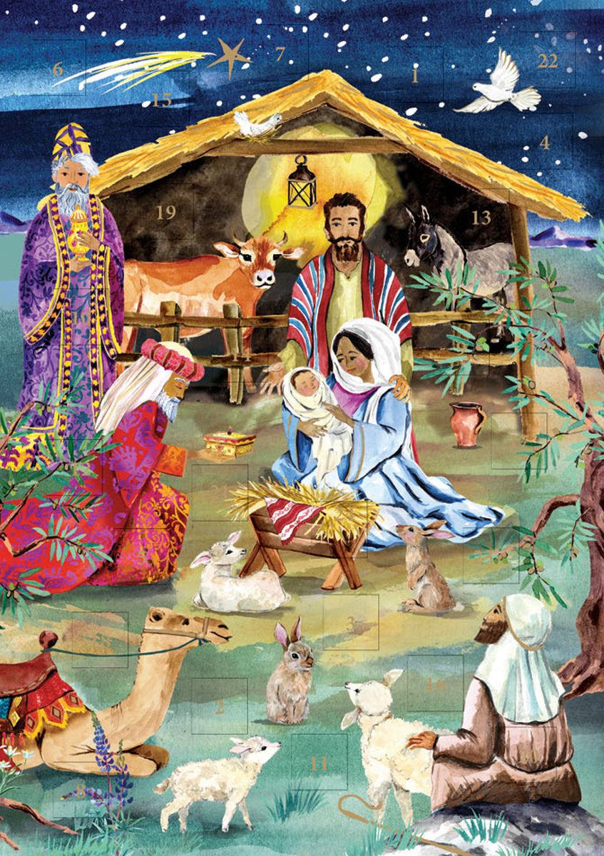 Roger la Borde The Christmas Story Advent Calendar Card featuring artwork by Fay Ford