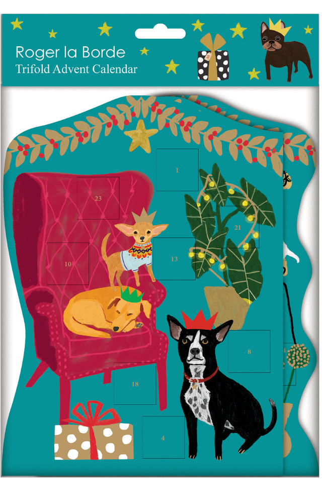 Roger la Borde Pooch Perfection Trifold Advent Calendar featuring artwork by Anne Bentley