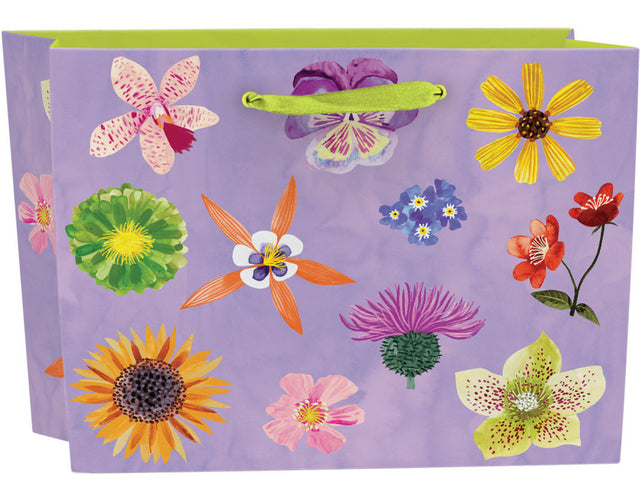 Roger la Borde Floral Supernova Large Landscape Gift Bag featuring artwork by Katie Vernon