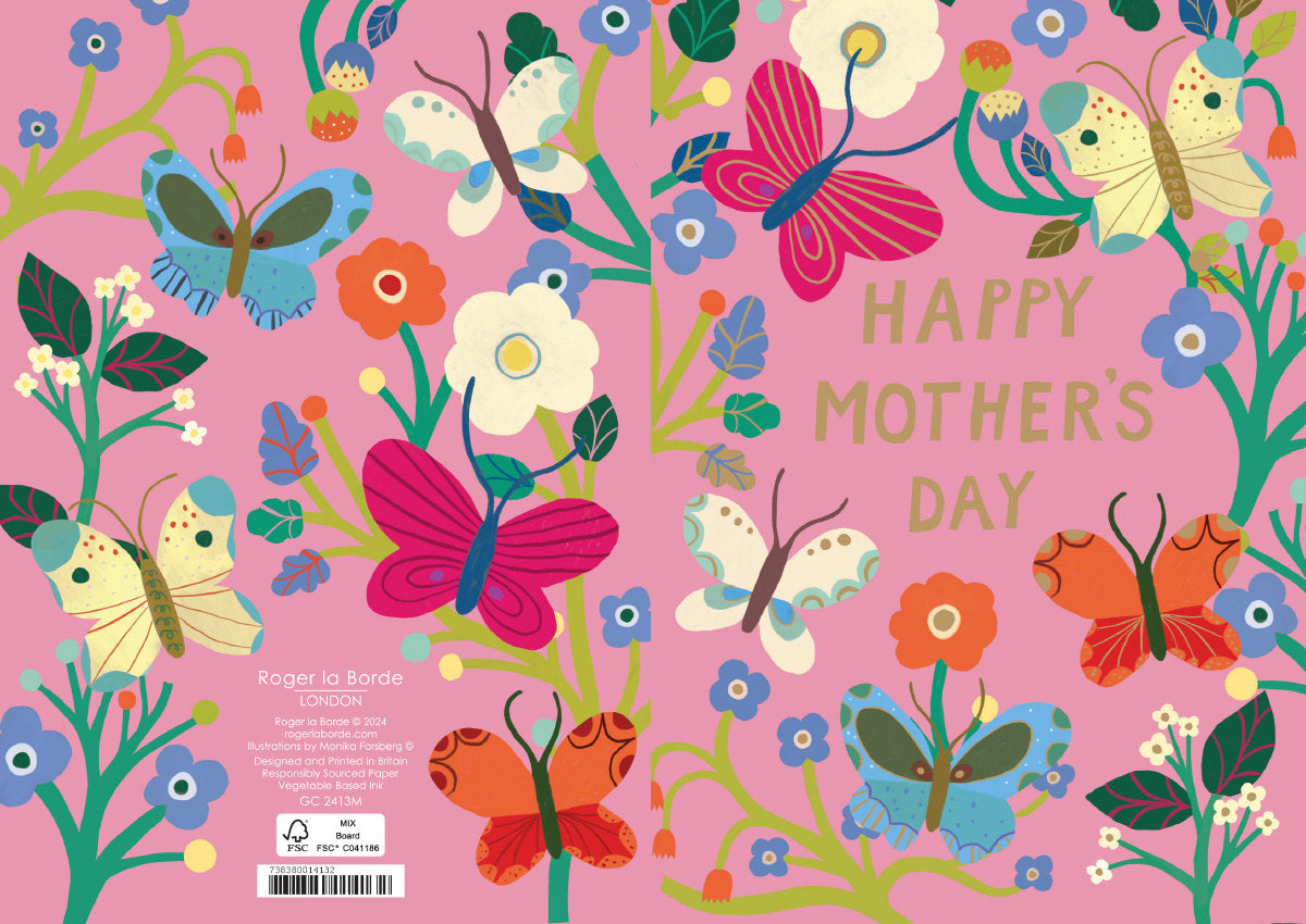 Roger la Borde Butterfly Garden Greeting Card featuring artwork by Monika Forsberg