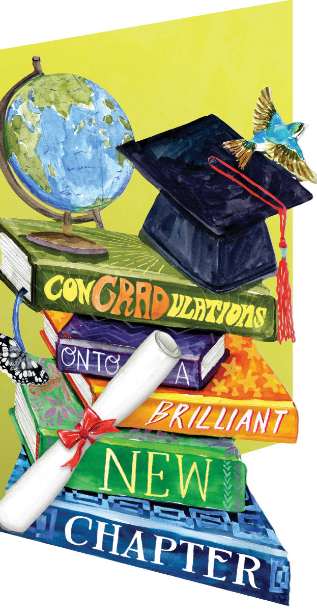 Roger la Borde Bookstack Lasercut Card featuring artwork by Fay Ford