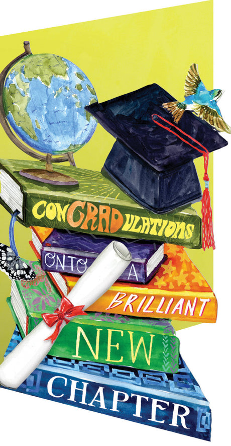 Roger la Borde Bookstack Lasercut Card featuring artwork by Fay Ford