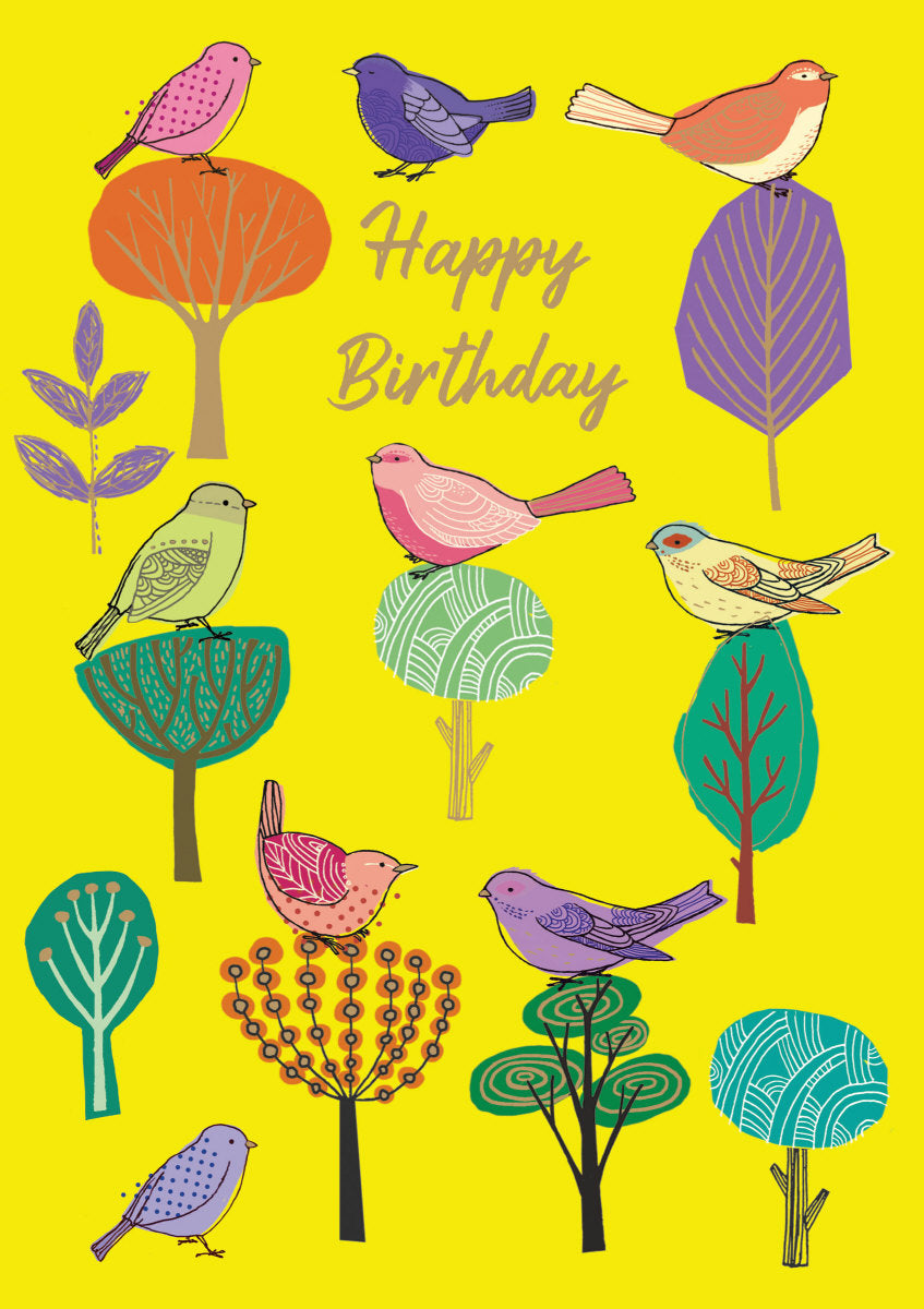 Roger la Borde Modern Birds Greeting Card featuring artwork by Repeat Repeat