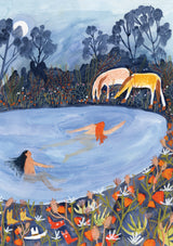 Roger la Borde Desert Moon Greeting Card featuring artwork by Melissa Lakey