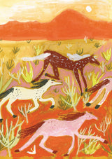 Roger la Borde Desert Moon Greeting Card featuring artwork by Melissa Lakey