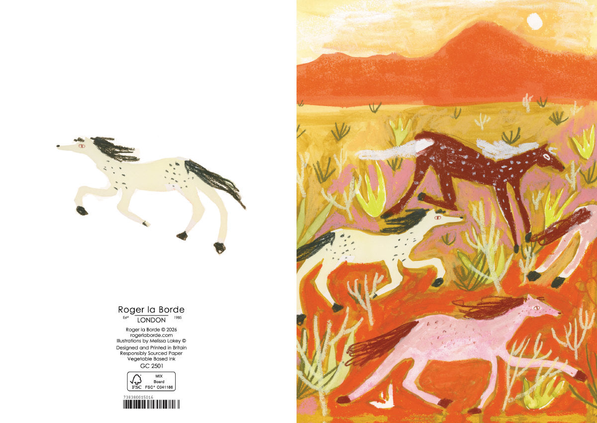Roger la Borde Desert Moon Greeting Card featuring artwork by Melissa Lakey