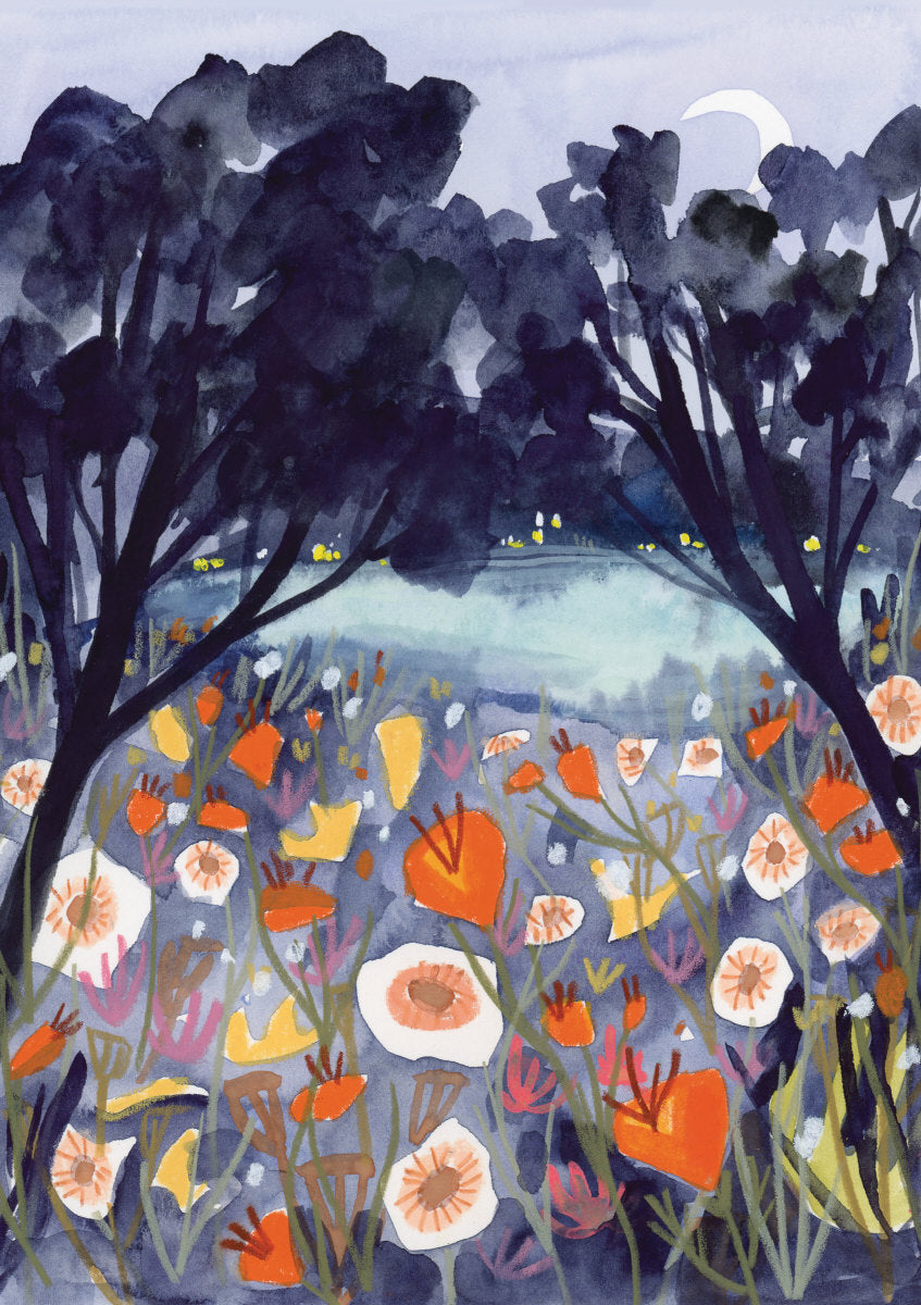 Roger la Borde Desert Moon Greeting Card featuring artwork by Melissa Lakey