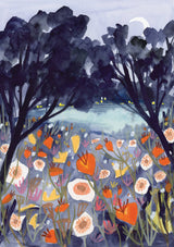 Roger la Borde Desert Moon Greeting Card featuring artwork by Melissa Lakey