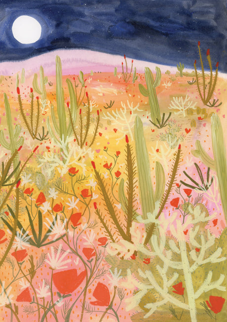 Roger la Borde Desert Moon Greeting Card featuring artwork by Melissa Lakey