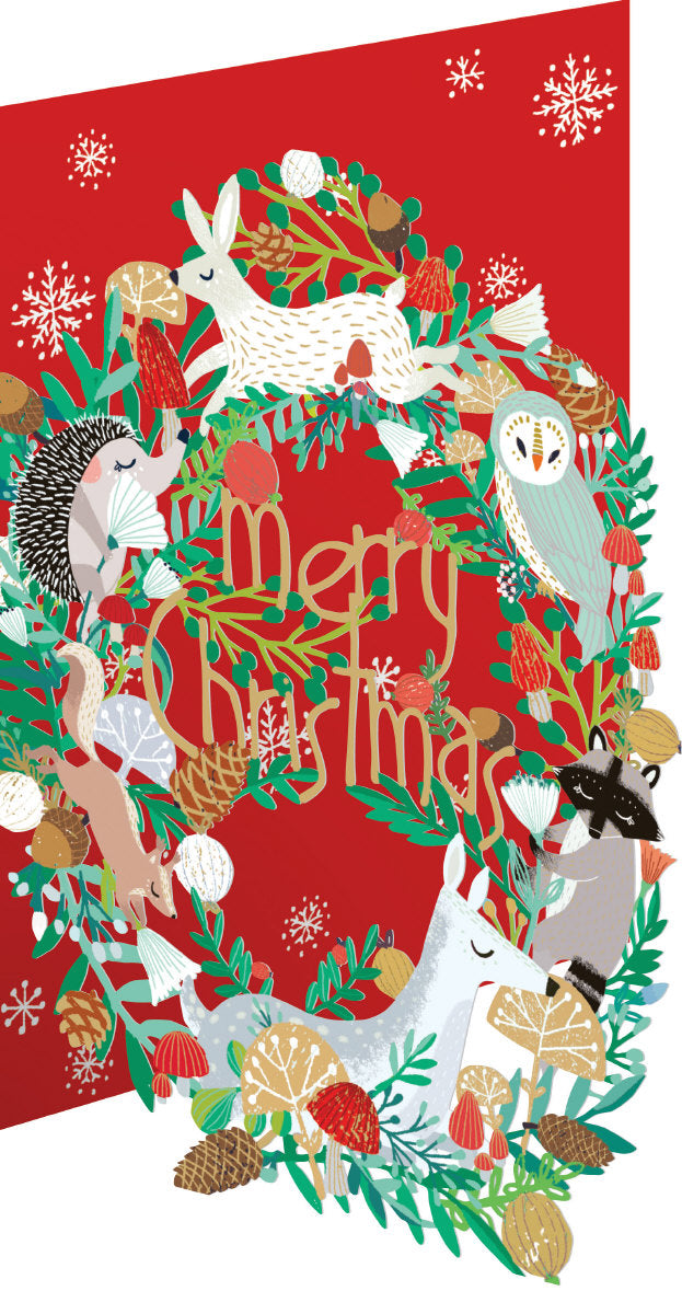 Roger la Borde Animal Wreath Lasercut Card featuring artwork by Antoana Oreski