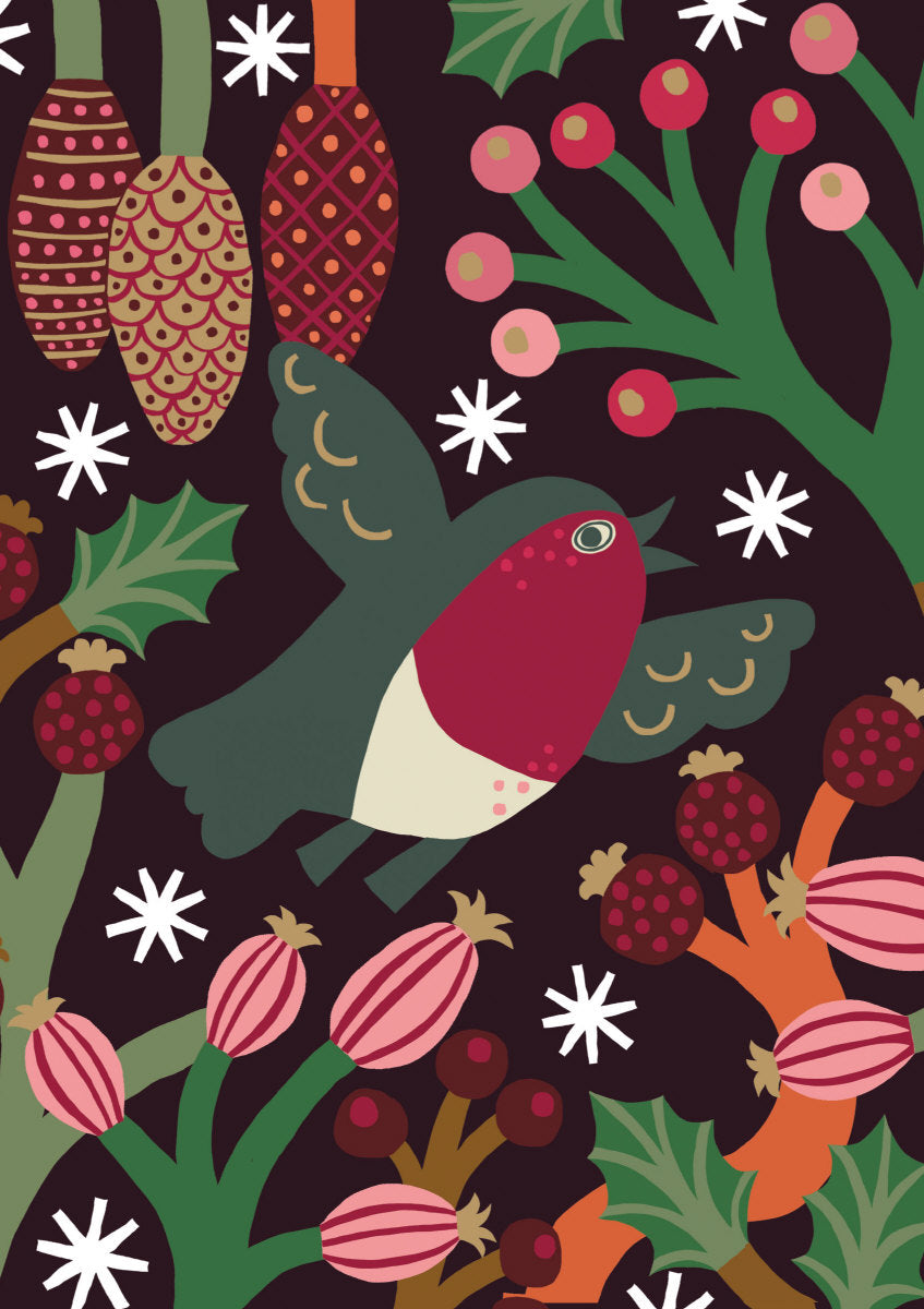 Roger la Borde Christmas Chorus Standard Card featuring artwork by Monika Forsberg