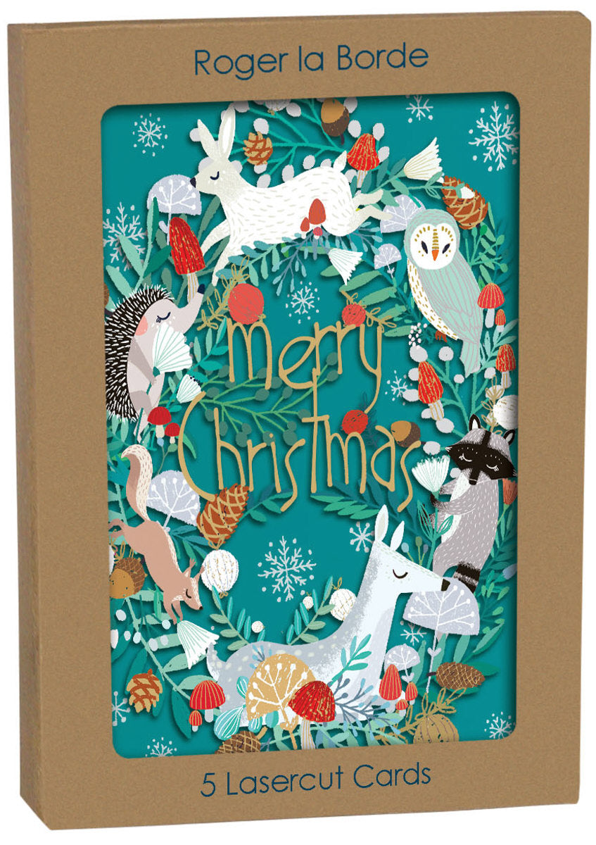 Roger la Borde Snowy Sanctuary Lasercut Card featuring artwork by Antoana Oreski