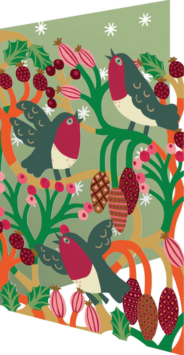 Roger la Borde Christmas Chorus Lasercut Card featuring artwork by Monika Forsberg