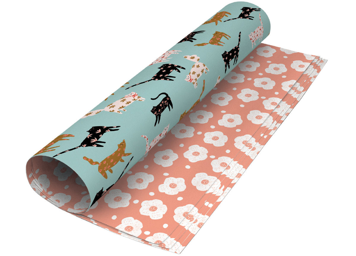 Roger la Borde Cinnamon and Ginger Reversible wrap featuring artwork by Holly Jolley