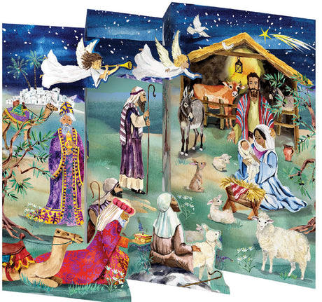 Roger la Borde The Christmas Story Tri-fold Card Pack featuring artwork by Fay Ford