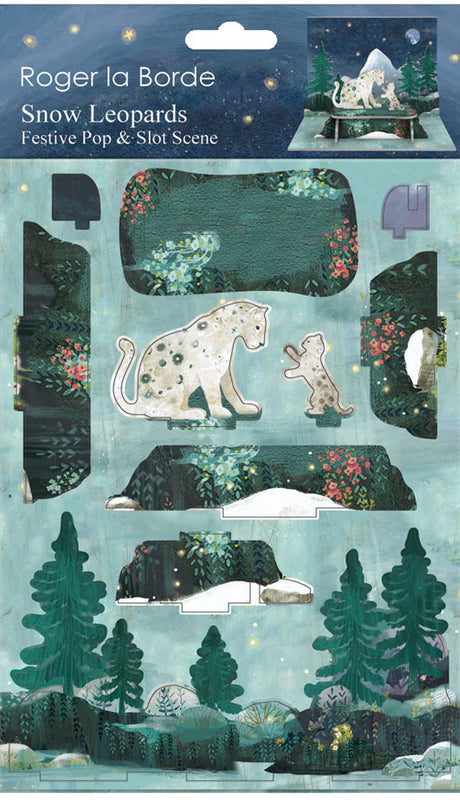 Roger la Borde Snow Leopards Pop & Slot 3D Scene featuring artwork by Kendra Binney