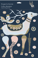 Roger la Borde Folksy Reindeer Pop & Slot Decoration featuring artwork by Helen Dardik