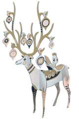 Roger la Borde Folksy Reindeer Pop & Slot Decoration featuring artwork by Helen Dardik