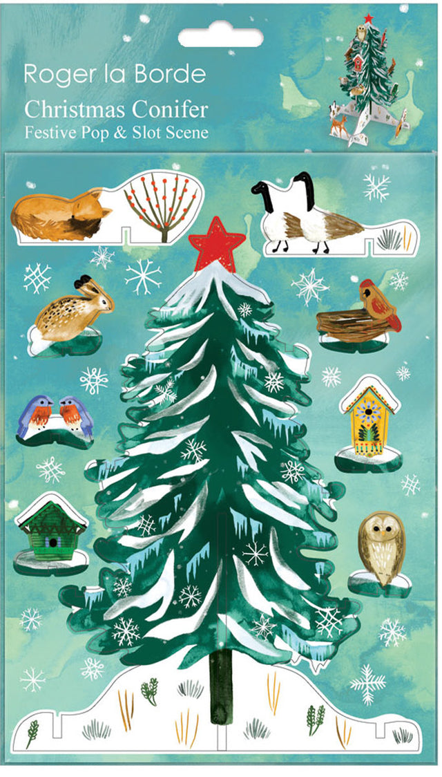 Roger la Borde Christmas Conifer Pop & Slot 3D Scene featuring artwork by Katie Vernon