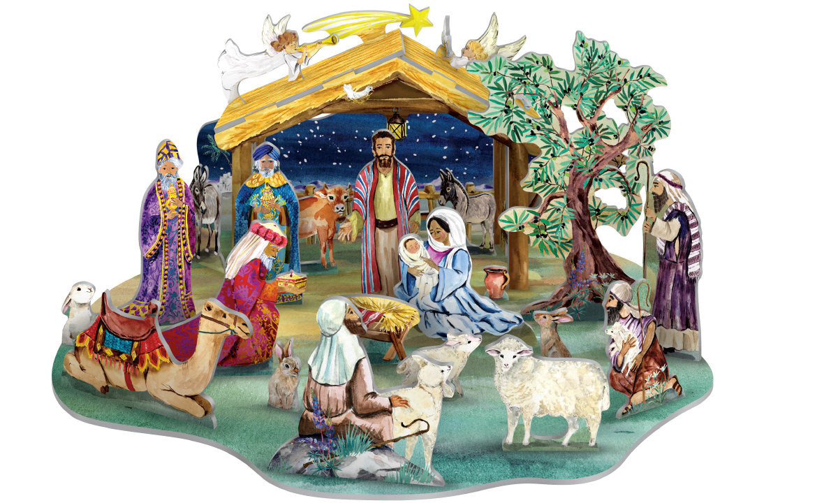 Roger la Borde The Christmas Story Large Pop & Slot Advent featuring artwork by Fay Ford
