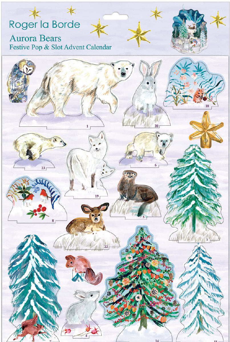 Roger la Borde Aurora Bears Large Pop & Slot Advent featuring artwork by Fay Ford