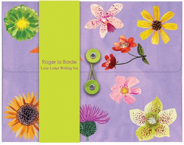 Roger la Borde Floral Supernova Writing Paper Set featuring artwork by Katie Vernon