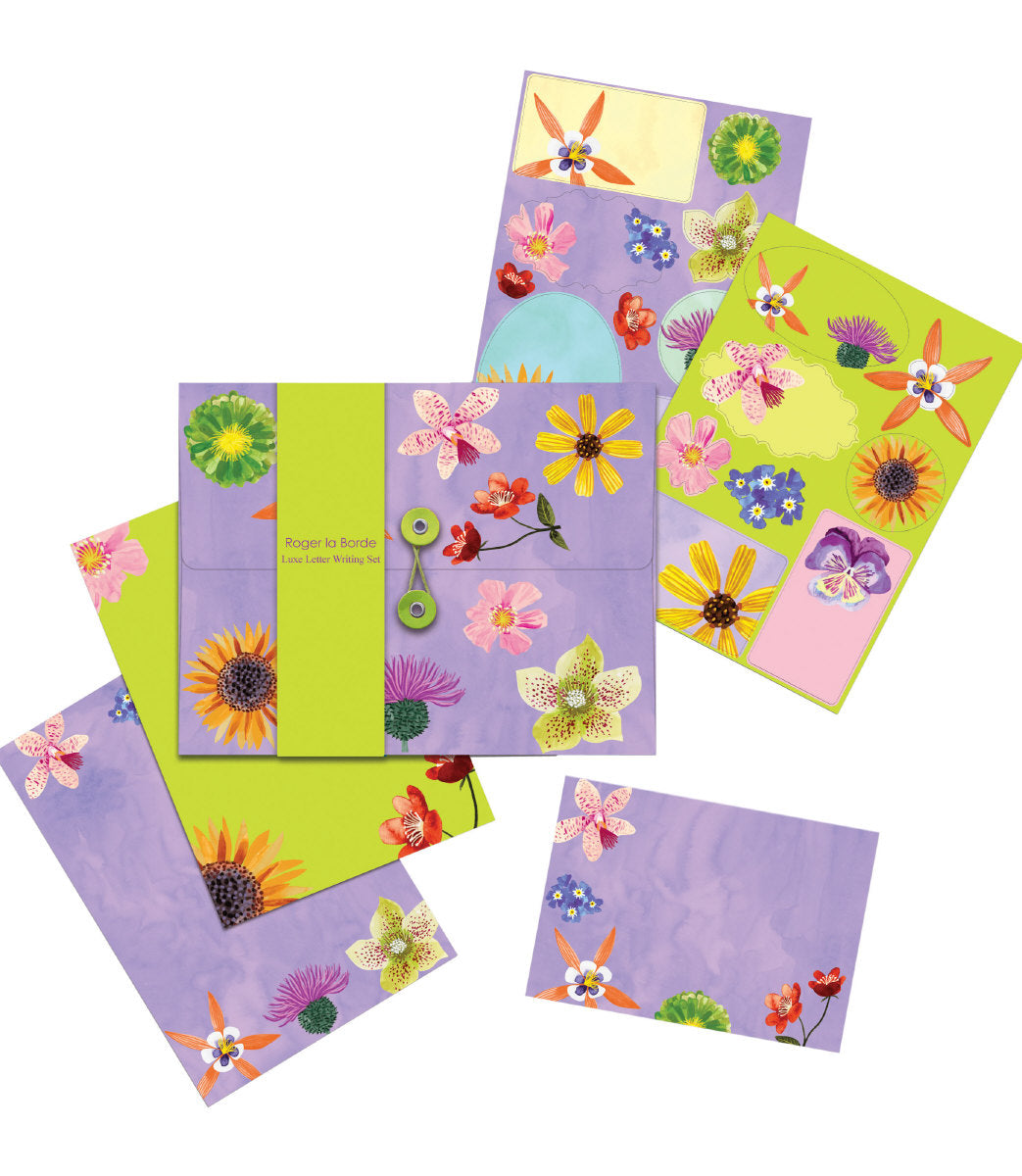 Roger la Borde Floral Supernova Writing Paper Set featuring artwork by Katie Vernon