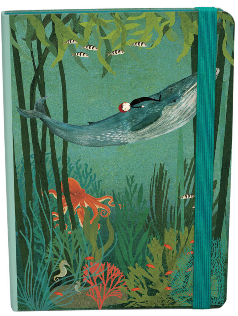 Roger la Borde Whale Song A5 Journal with elastic binder featuring artwork by Katherine Quinn