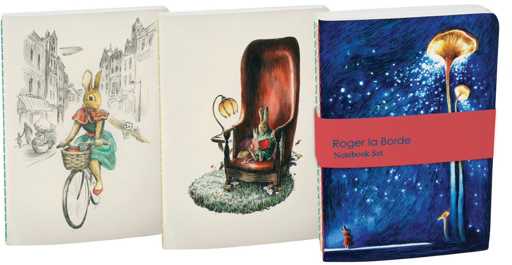 Roger la Borde Mondoodle A6 Exercise Books set featuring artwork by Elise Hurst