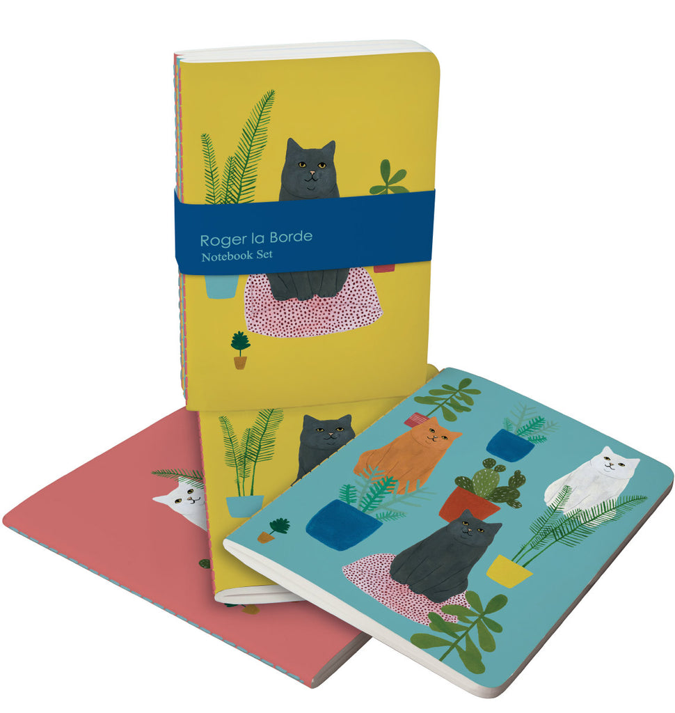 Roger la Borde Chouchou Chat A6 Exercise Books set featuring artwork by Kate Pugsley
