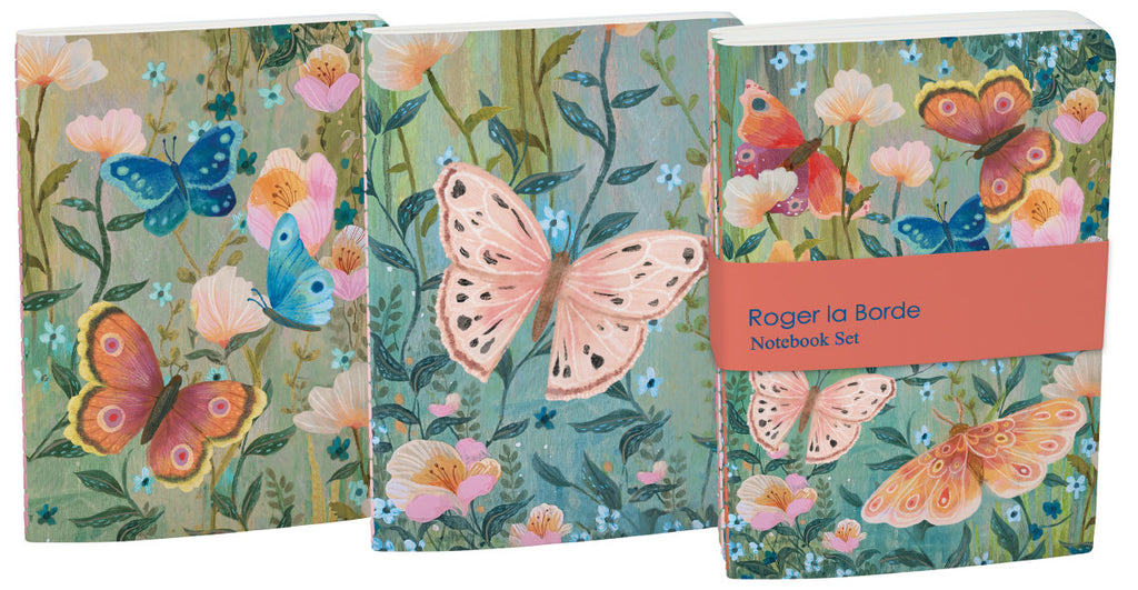 Roger la Borde Butterfly Ball A6 Exercise Books set featuring artwork by Kendra Binney