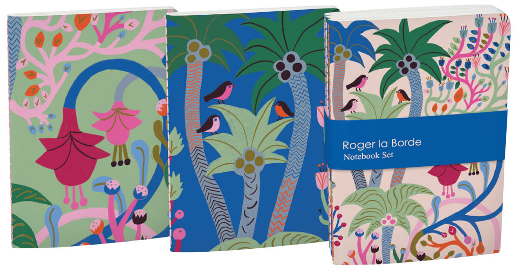 Roger la Borde Starflower A6 Exercise Books set featuring artwork by Monika Forsberg
