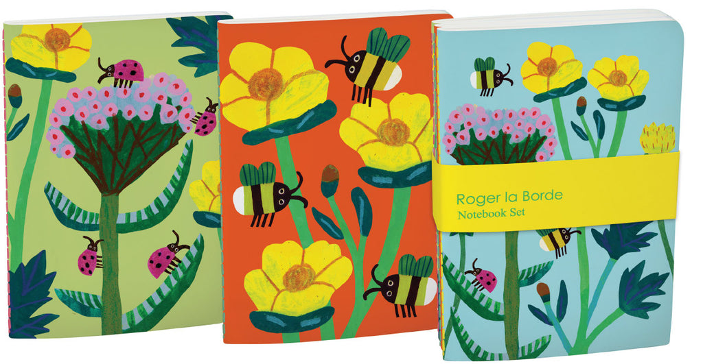 Roger la Borde Honey A6 Exercise Books set featuring artwork by Monika Forsberg