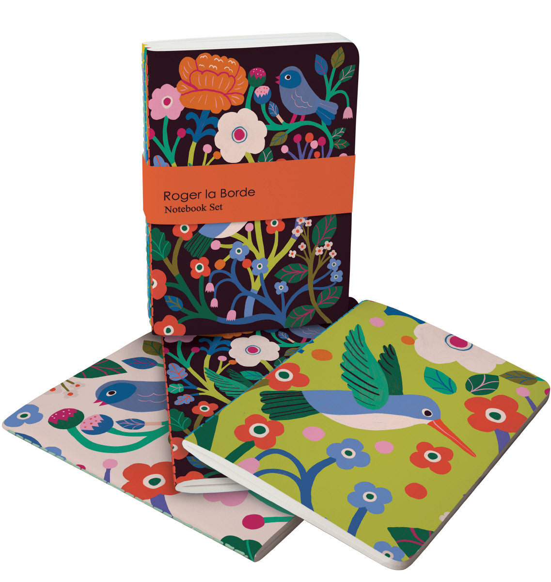 Roger la Borde Birdsong A6 Exercise Books set featuring artwork by Monika Forsberg