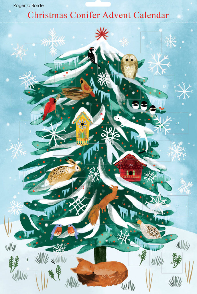 Roger la Borde Christmas Conifer Advent Calendar featuring artwork by Katie Vernon