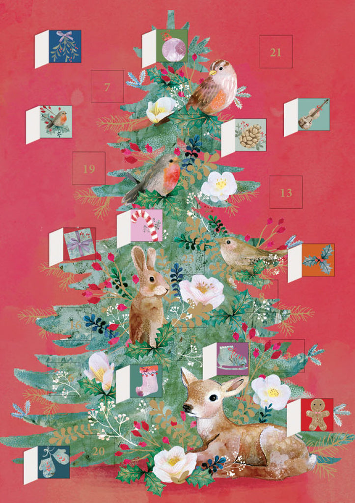 Roger la Borde Christmas Tree Advent Calendar Greeting Card featuring artwork by Kendra Binney