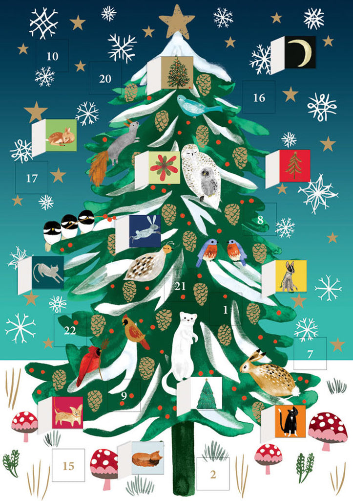 Roger la Borde Christmas Conifer Advent Calendar Greeting Card featuring artwork by Katie Vernon