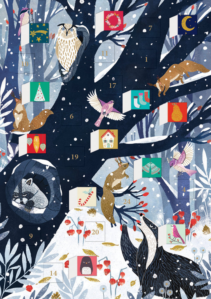 Roger la Borde Hollow Tree Hideaway Advent Calendar Greeting Card featuring artwork by Antoana Oreski