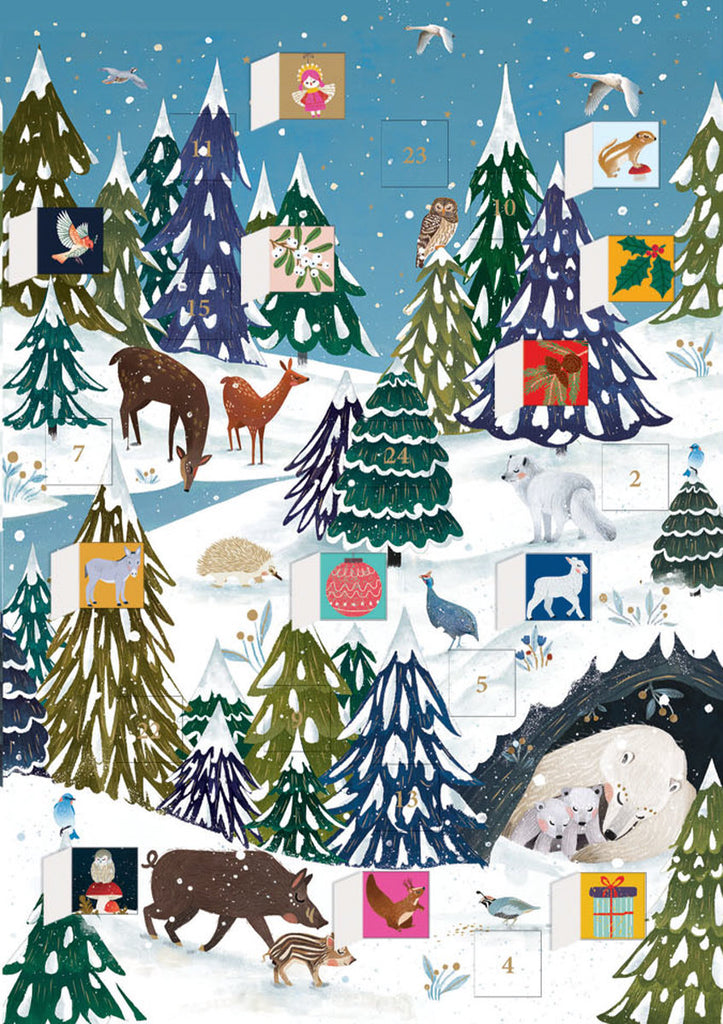 Roger la Borde Wild Wood Hideaway Advent Calendar Greeting Card featuring artwork by Antoana Oreski