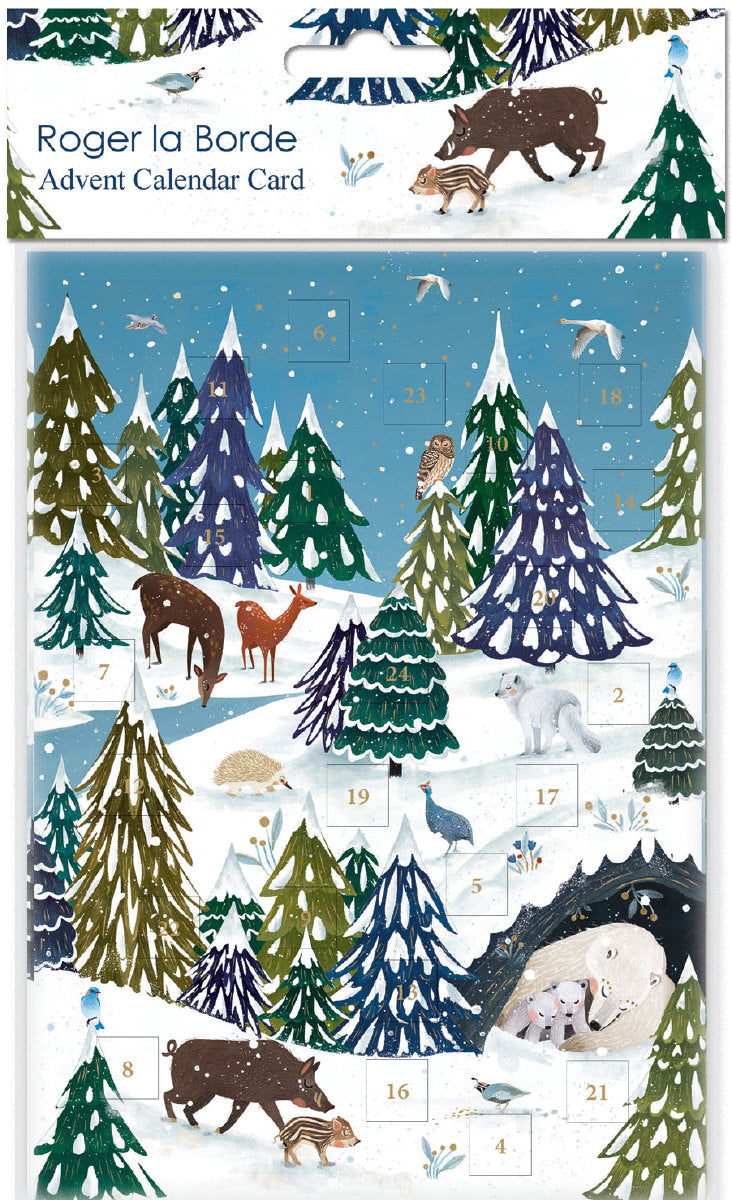 Roger la Borde Wild Wood Hideaway Advent Calendar Greeting Card featuring artwork by Antoana Oreski