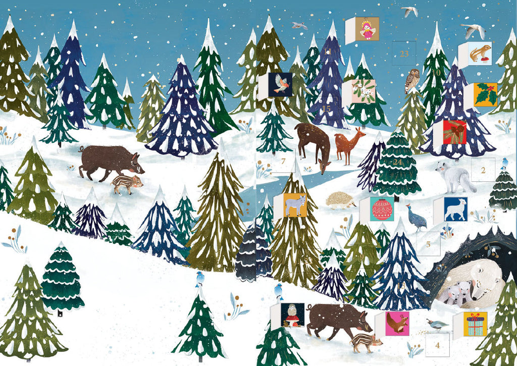 Roger la Borde Wild Wood Hideaway Advent Calendar Greeting Card featuring artwork by Antoana Oreski