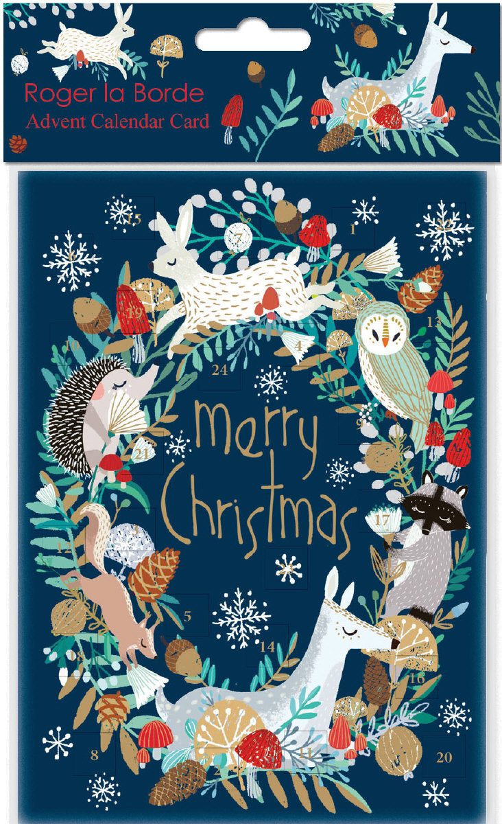 Roger la Borde Wild Wood Hideaway Advent Calendar Greeting Card featuring artwork by Antoana Oreski