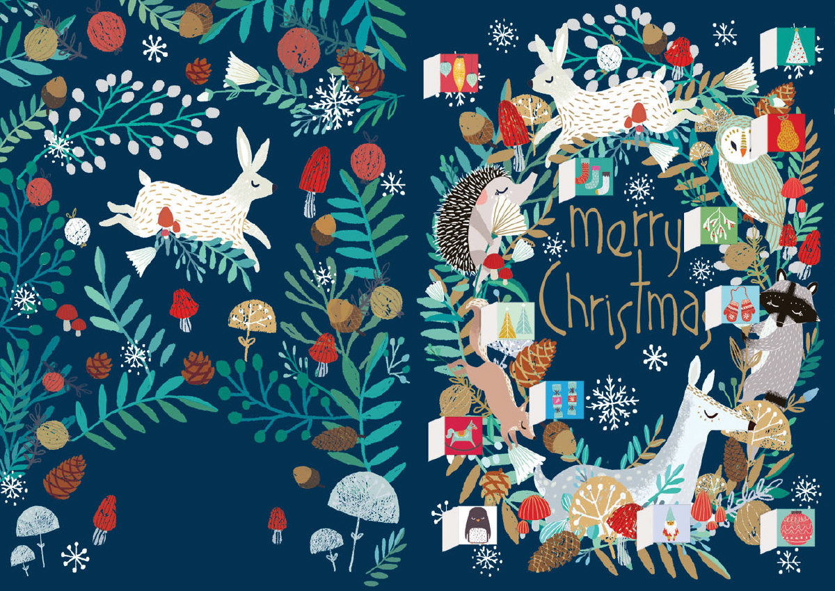 Roger la Borde Wild Wood Hideaway Advent Calendar Greeting Card featuring artwork by Antoana Oreski