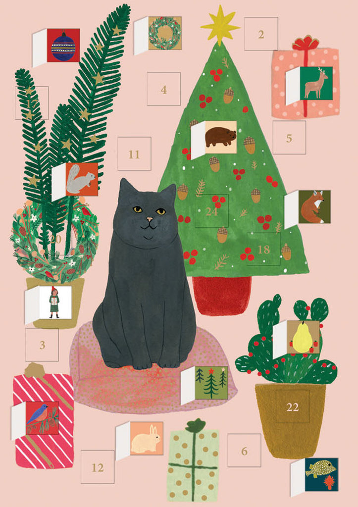 Roger la Borde Chou Chou Chat Advent Calendar Greeting Card featuring artwork by Kate Pugsley