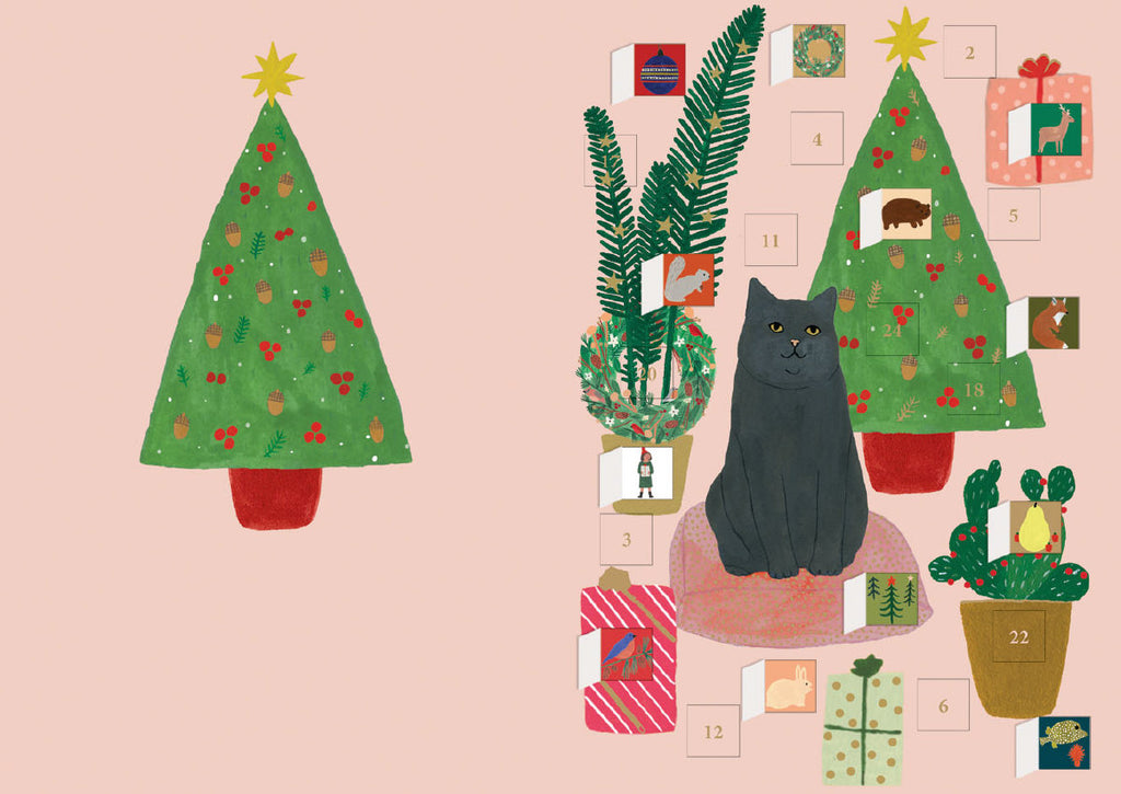 Roger la Borde Chou Chou Chat Advent Calendar Greeting Card featuring artwork by Kate Pugsley