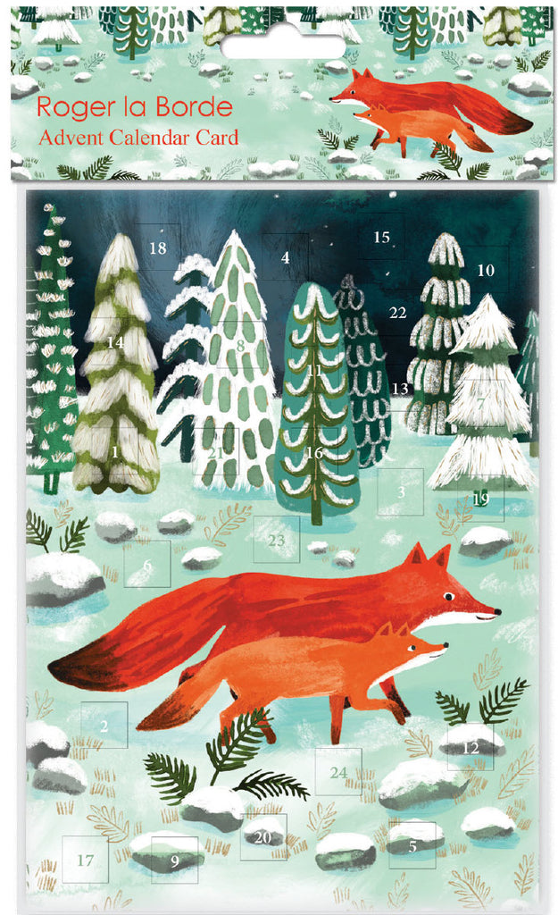 Roger la Borde Running Foxes Advent Calendar Greeting Card featuring artwork by Katie Vernon
