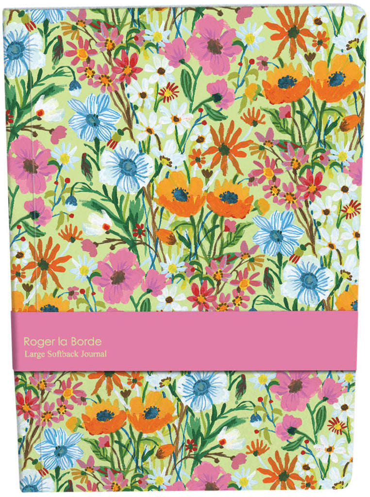Roger la Borde Flower Field Large Softback Journal featuring artwork by Carolyn Gavin