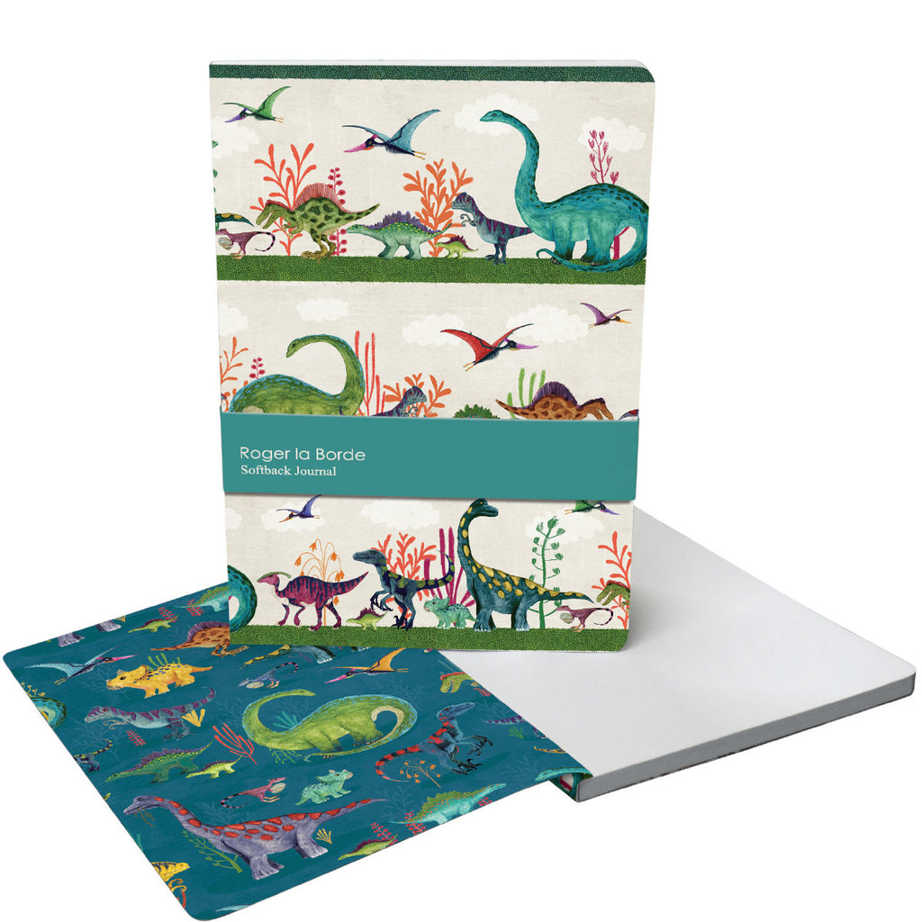 Roger la Borde Dino Mighty A5 Softback Journal featuring artwork by Katherine Quinn