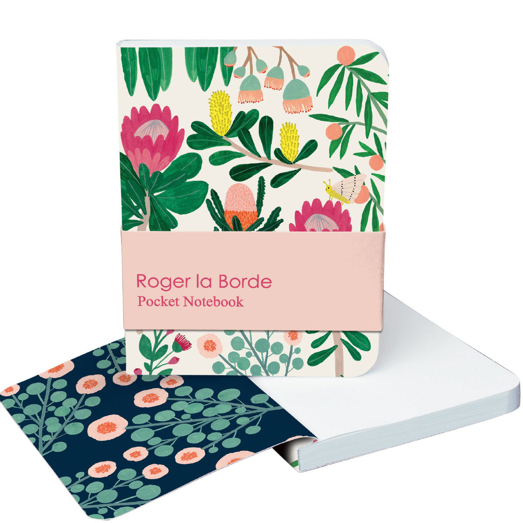Roger la Borde King Protea Pocket Notebook featuring artwork by Kate Pugsley