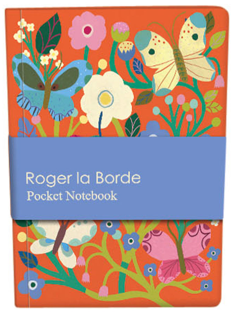 Roger la Borde Butterfly Garden Pocket Notebook featuring artwork by Monika Forsberg